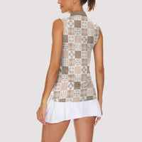 Hawaiian Palaka Quilt Pattern Women Sleeveless Polo Shirt Hawaii Culture Bird of Paradise Exotic Motif LT9 - Polynesian Pride