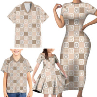 Hawaiian Palaka Quilt Pattern Family Matching Short Sleeve Bodycon Dress and Hawaiian Shirt Hawaii Culture Honu Turtle LT9 - Polynesian Pride