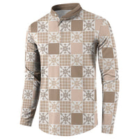 Hawaiian Palaka Quilt Pattern Button Sweatshirt Hawaii Culture Pineapple - Polynesian Pride