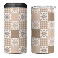 Hawaiian Palaka Quilt Pattern 4 in 1 Can Cooler Tumbler Hawaii Culture Pineapple LT9 One Size: 16 oz Beige - Polynesian Pride