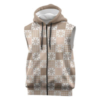 Hawaiian Palaka Quilt Pattern Sleeveless Zip Hoodie Hawaii Culture Pineapple - Polynesian Pride
