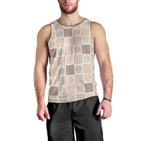 Hawaiian Palaka Quilt Pattern Men Tank Top Hawaii Culture Tropical Flowers Mix - Polynesian Pride