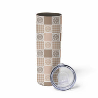 Hawaiian Palaka Quilt Pattern Skinny Tumbler Hawaii Culture Tropical Flowers Mix - Polynesian Pride