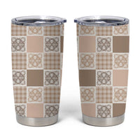 Hawaiian Palaka Quilt Pattern Tumbler Cup Hawaii Culture Tropical Flowers Mix LT9 Beige - Polynesian Pride
