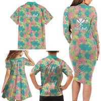 Personalised Seamless Hawaiian Quilt Pattern Family Matching Long Sleeve Bodycon Dress and Hawaiian Shirt Hawaii Culture Palm Leaf Tropical LT9 - Polynesian Pride