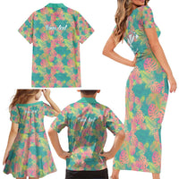 Personalised Seamless Hawaiian Quilt Pattern Family Matching Short Sleeve Bodycon Dress and Hawaiian Shirt Hawaii Culture Palm Leaf Tropical LT9 - Polynesian Pride