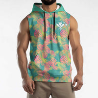 Personalised Seamless Hawaiian Quilt Pattern Sleeveless Hoodie Hawaii Culture Palm Leaf Tropical LT9 - Polynesian Pride