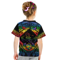 Personalised Tonga LGBT Kid T Shirt Love Is Love Ngatu Rainbow Water Color LT9 - Polynesian Pride