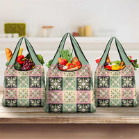 Seamless Pattern Maile and Pikake Lei Grocery Bag Squares Maile Leaf - Polynesian Pride