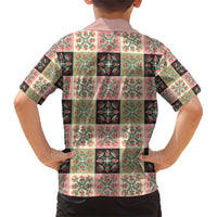 Seamless Pattern Pikake Lei Family Matching Short Sleeve Bodycon Dress and Hawaiian Shirt Floral Squares Pikake - Polynesian Pride
