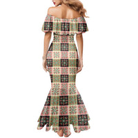 Seamless Pattern Pikake Lei Mermaid Dress Floral Squares Pikake - Polynesian Pride