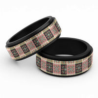 Seamless Pattern Pikake Lei Spinner Ring Floral Squares Pikake - Polynesian Pride