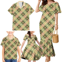 Seamless Pattern Puakenikeni and Kalo Family Matching Mermaid Dress and Hawaiian Shirt LT9 - Polynesian Pride