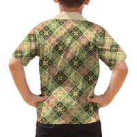 Seamless Pattern Puakenikeni and Kalo Family Matching Off The Shoulder Long Sleeve Dress and Hawaiian Shirt LT9 - Polynesian Pride