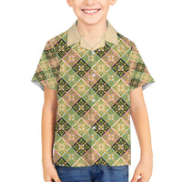 Seamless Pattern Puakenikeni and Kalo Family Matching Off Shoulder Short Dress and Hawaiian Shirt - Polynesian Pride