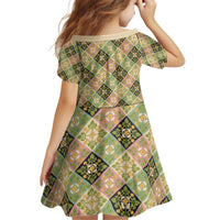 Seamless Pattern Puakenikeni and Kalo Kid Short Sleeve Dress - Polynesian Pride