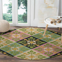 Seamless Pattern Puakenikeni and Kalo Round Carpet - Polynesian Pride