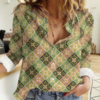 Seamless Pattern Puakenikeni and Kalo Women Casual Shirt - Polynesian Pride