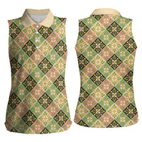 Seamless Pattern Puakenikeni and Kalo Women Sleeveless Polo Shirt LT9 - Polynesian Pride