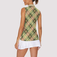 Seamless Pattern Puakenikeni and Kalo Women Sleeveless Polo Shirt LT9 - Polynesian Pride