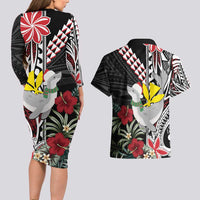 Hawaii Monk Seal Santa Couples Matching Long Sleeve Bodycon Dress and Hawaiian Shirt Hibiscus Kakau Pattern Mele Kalikimaka LT9 - Polynesian Pride