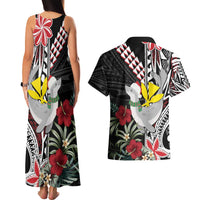 Hawaii Monk Seal Santa Couples Matching Tank Maxi Dress and Hawaiian Shirt Hibiscus Kakau Pattern Mele Kalikimaka