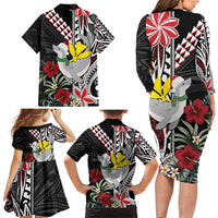 Hawaii Monk Seal Santa Family Matching Long Sleeve Bodycon Dress and Hawaiian Shirt Hibiscus Kakau Pattern Mele Kalikimaka LT9 - Polynesian Pride