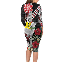 Hawaii Monk Seal Santa Family Matching Long Sleeve Bodycon Dress and Hawaiian Shirt Hibiscus Kakau Pattern Mele Kalikimaka LT9 - Polynesian Pride