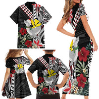 Hawaii Monk Seal Santa Family Matching Short Sleeve Bodycon Dress and Hawaiian Shirt Hibiscus Kakau Pattern Mele Kalikimaka LT9 - Polynesian Pride