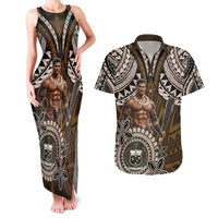Samoa Warrior Couples Matching Tank Maxi Dress and Hawaiian Shirt The Mighty Samoan Warrior Spirit
