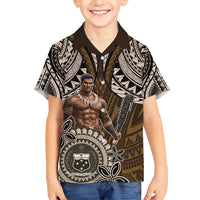 Samoa Warrior Family Matching Short Sleeve Bodycon Dress and Hawaiian Shirt The Mighty Samoan Warrior Spirit LT9 Son's Shirt Black - Polynesian Pride