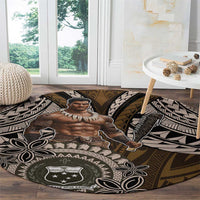 Samoa Warrior Round Carpet The Mighty Samoan Warrior Spirit