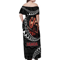 Samoan Pride Polynesian Tribal Warrior Family Matching Off Shoulder Maxi Dress and Hawaiian Shirt 685 Samoa Mo Samoa