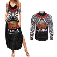Samoan Tanoa Kava Bowl Ula Fala Couples Matching Summer Maxi Dress and Long Sleeve Button Shirt Polynesian Tribal Vibe