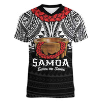 Samoan Tanoa Kava Bowl Ula Fala Women V-Neck T-Shirt Polynesian Tribal Vibe