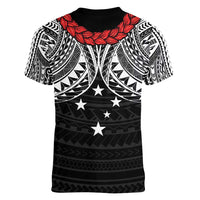 Samoan Tanoa Kava Bowl Ula Fala Women V-Neck T-Shirt Polynesian Tribal Vibe