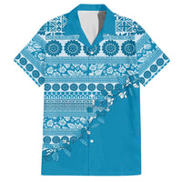 Fiji Marau na Kerisimasi Hawaiian Shirt Aqua Tagimoucia Tapa Masi Tribal - Polynesian Pride