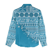 Fiji Marau na Kerisimasi Women Casual Shirt Aqua Tagimoucia Tapa Masi Tribal LT9 - Polynesian Pride