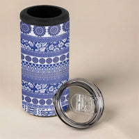 Fiji Marau na Kerisimasi 4 in 1 Can Cooler Tumbler Blue Tagimoucia Tapa Masi Tribal LT9 - Polynesian Pride