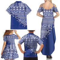 Fiji Marau na Kerisimasi Family Matching Summer Maxi Dress and Hawaiian Shirt Blue Tagimoucia Tapa Masi Tribal LT9 - Polynesian Pride
