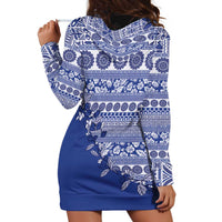 Fiji Marau na Kerisimasi Hoodie Dress Blue Tagimoucia Tapa Masi Tribal LT9 - Polynesian Pride