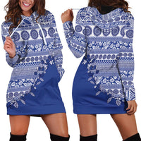 Fiji Marau na Kerisimasi Hoodie Dress Blue Tagimoucia Tapa Masi Tribal LT9 - Polynesian Pride