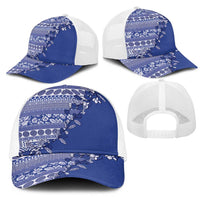 Fiji Marau na Kerisimasi Mesh Trucker Cap Blue Tagimoucia Tapa Masi Tribal - Polynesian Pride