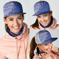 Fiji Marau na Kerisimasi Mesh Trucker Cap Blue Tagimoucia Tapa Masi Tribal - Polynesian Pride