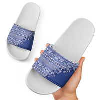 Fiji Marau na Kerisimasi Slide Sandals Blue Tagimoucia Tapa Masi Tribal LT9 - Polynesian Pride