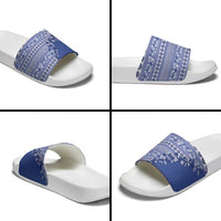 Fiji Marau na Kerisimasi Slide Sandals Blue Tagimoucia Tapa Masi Tribal LT9 - Polynesian Pride