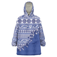 Fiji Marau na Kerisimasi Wearable Blanket Hoodie Blue Tagimoucia Tapa Masi Tribal LT9 One Size Blue - Polynesian Pride