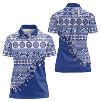 Fiji Marau na Kerisimasi Women Polo Shirt Blue Tagimoucia Tapa Masi Tribal LT9 - Polynesian Pride
