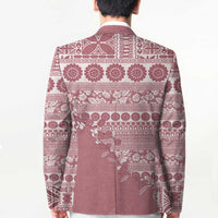 Fiji Marau na Kerisimasi Blazer Dusty Rose Tagimoucia Tapa Masi Tribal LT9 - Polynesian Pride