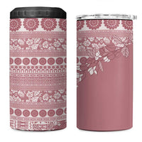 Fiji Marau na Kerisimasi 4 in 1 Can Cooler Tumbler Dusty Rose Tagimoucia Tapa Masi Tribal LT9 One Size: 16 oz Pink - Polynesian Pride